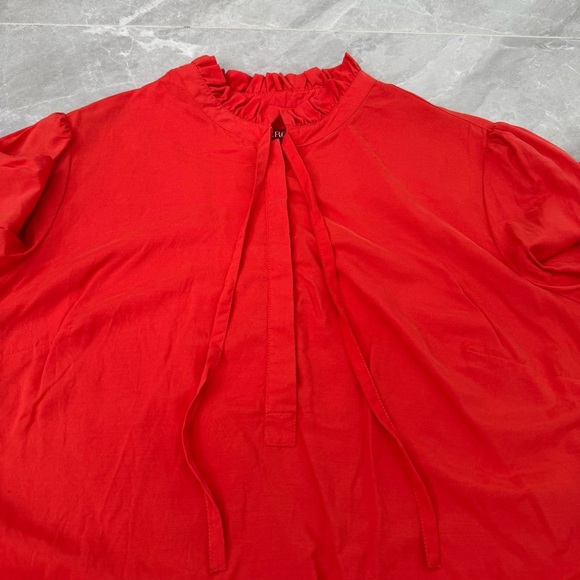 Women’s Merona Target Ruffle Neck Button Tie Long Sleeve Shirt Large - Picture 3 of 16